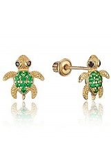 remarkable tiny turtle cz toddler stud earrings